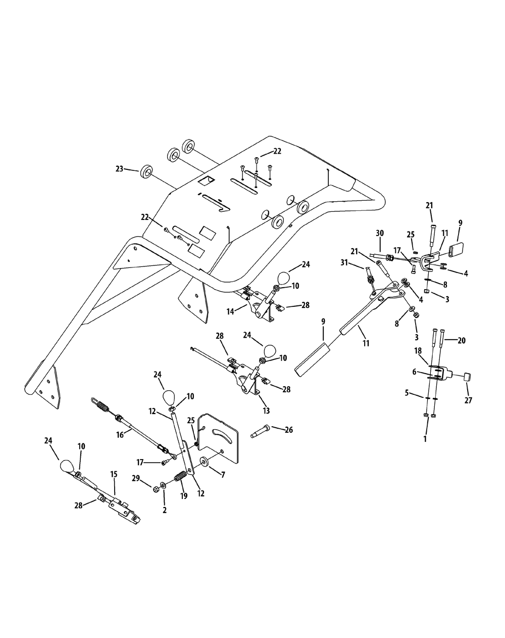 Control Assembly Diagram and Parts List for 56A443TH (750-XP)(2011) Cub Cadet Lawn Mower